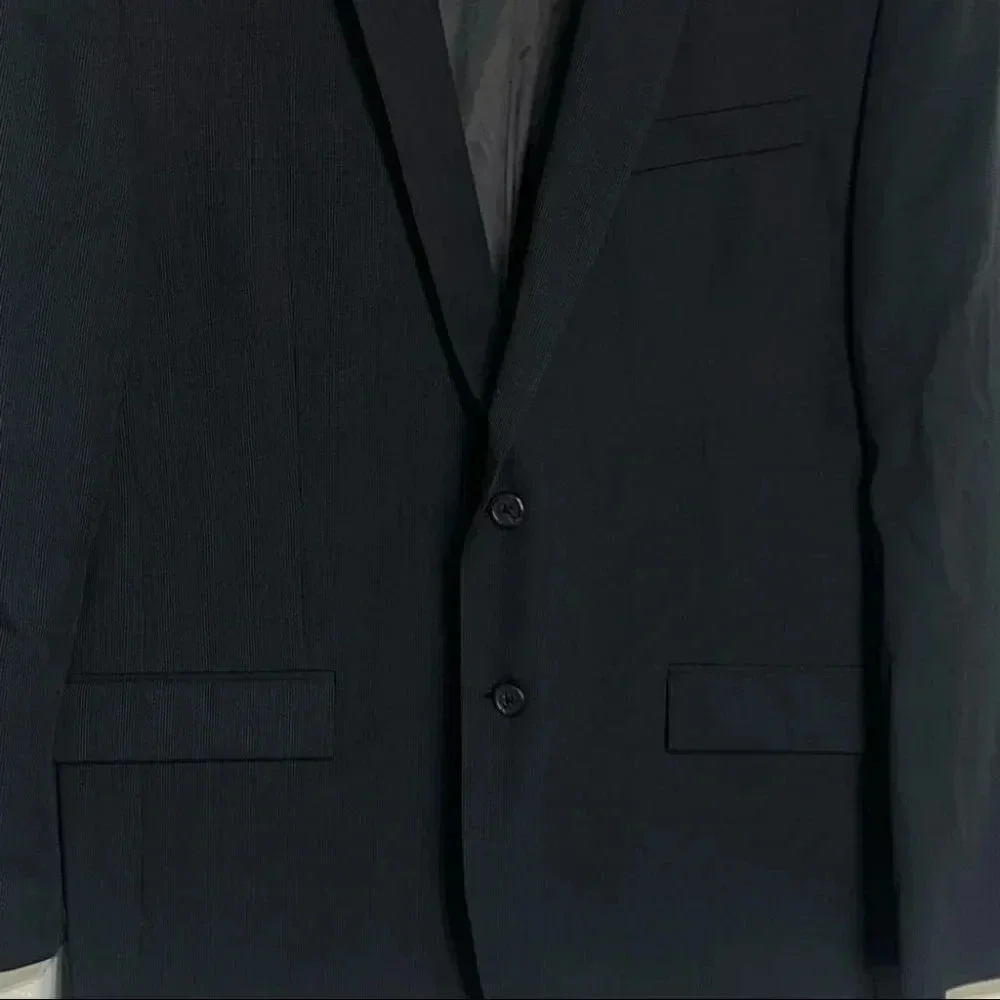 EGARA Men's 46 Regular Black Wool Blend Suit‎ Jacket Blazer